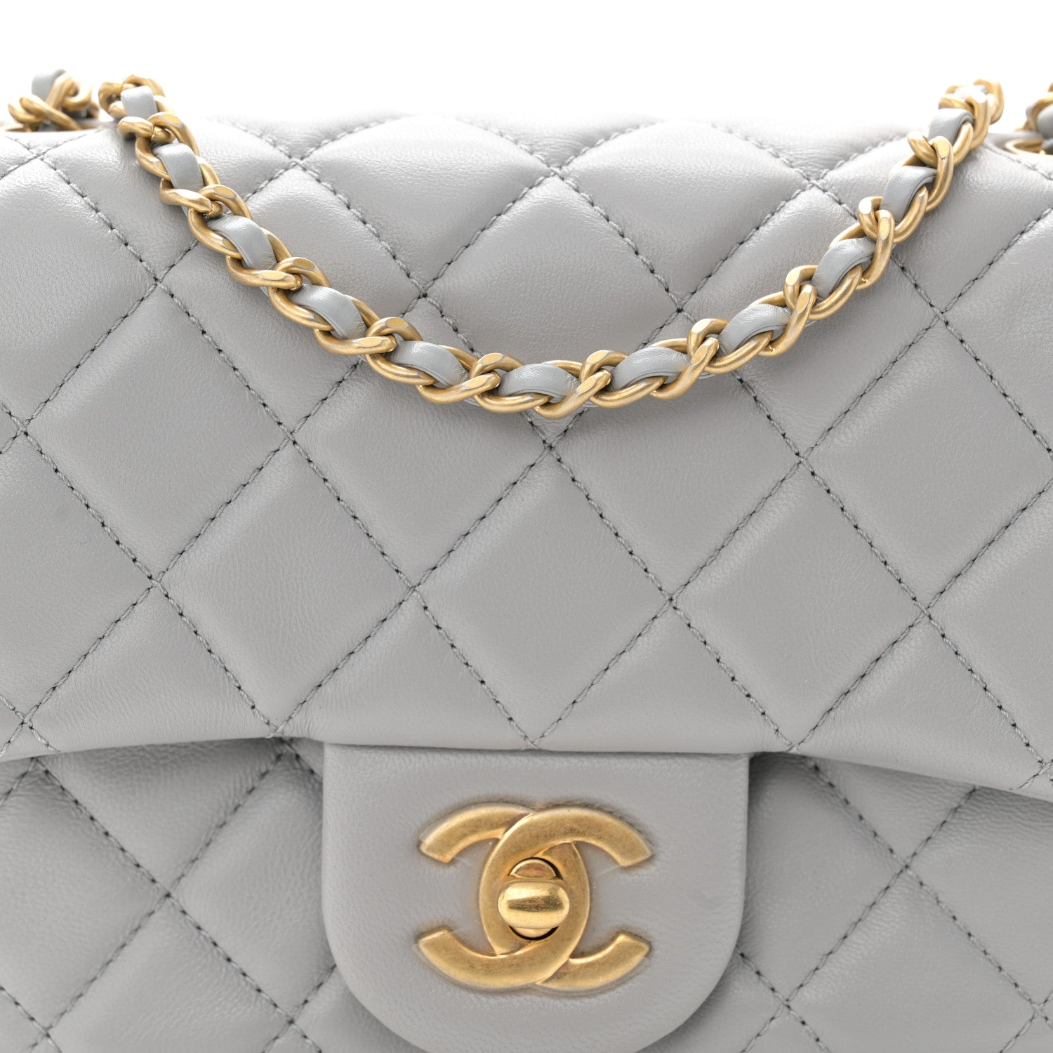 Chanel Lambskin Quilted Mini Pearl Crush Flap Light Grey 8 of 11