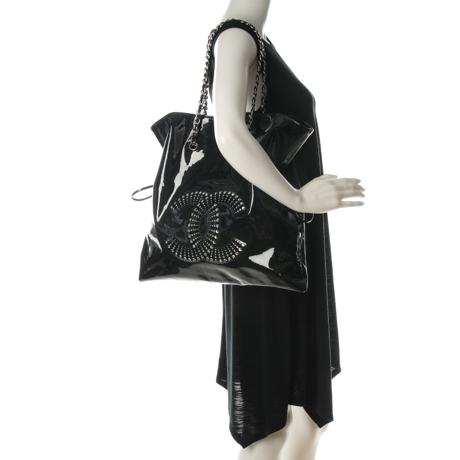 Chanel Patent Crystal Strass Bonbons Tote Black 2 of 8