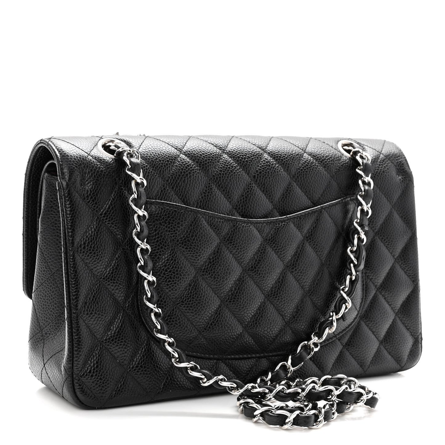 Caviar Quilted Medium Double Flap Black