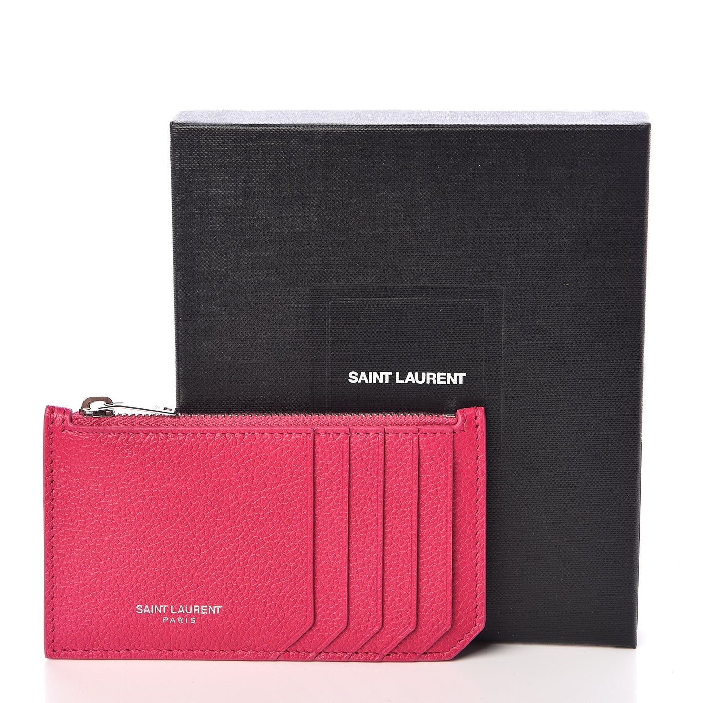 Grained Calfskin 5 Fragments Zip Pouch Card Holder Bubblegum