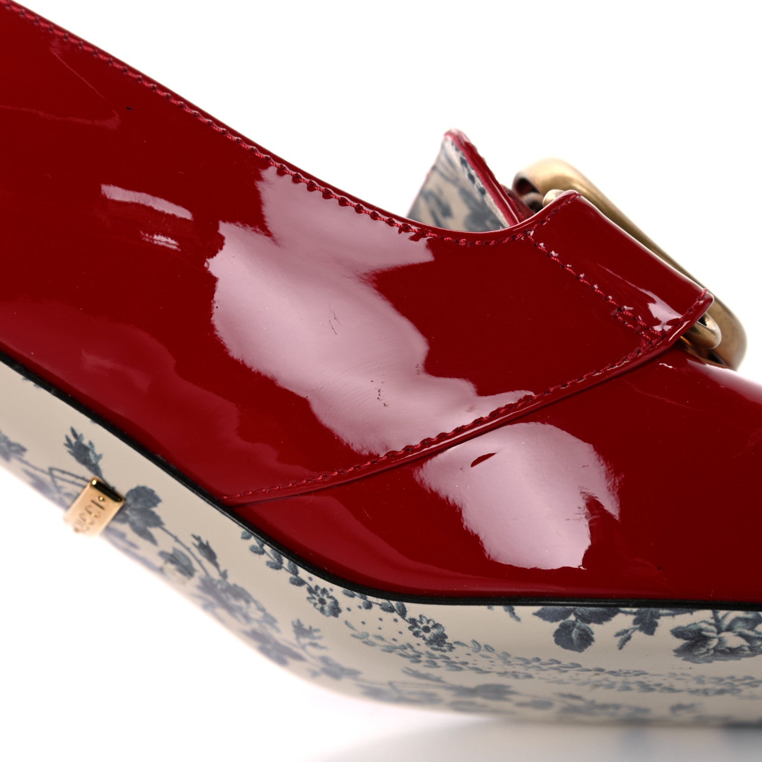 Gucci Vernice GG Victoire 55mm Loafer Pumps 35.5 Hibiscus Red 9 of 11