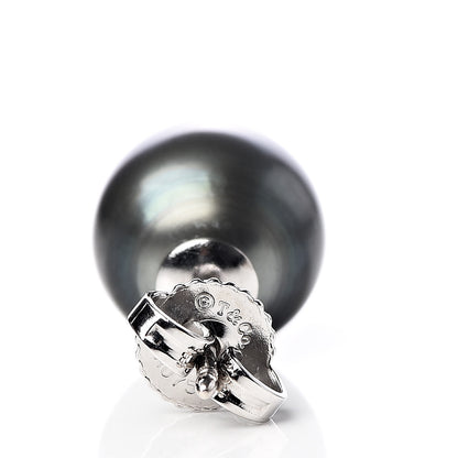 Tiffany 18K White Gold Tahitian Black Pearl 9-10mm Stud Earrings 4 of 5