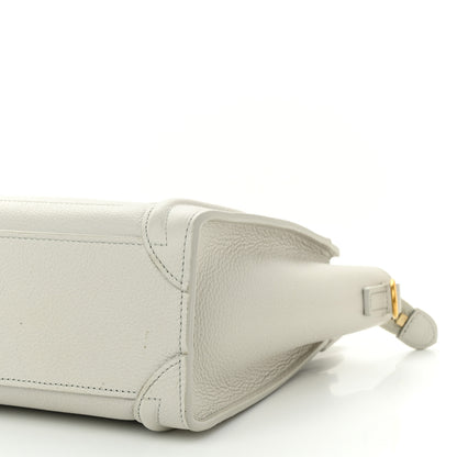 Celine Drummed Calfskin Nano Luggage Chalk 10 of 10