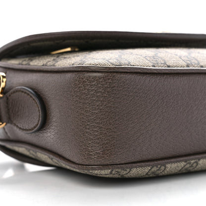 Gucci GG Supreme Monogram Textured Dollar Calfskin Web Studded Mini Ophidia Flap Shoulder Bag Beige Ebony New Acero 9 of 11