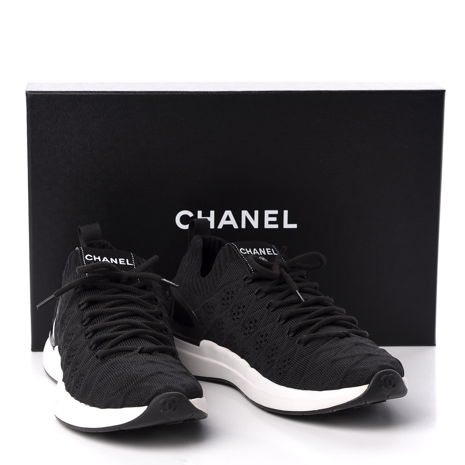 Chanel Fabric Logo Sneakers 38 Black 12 of 12