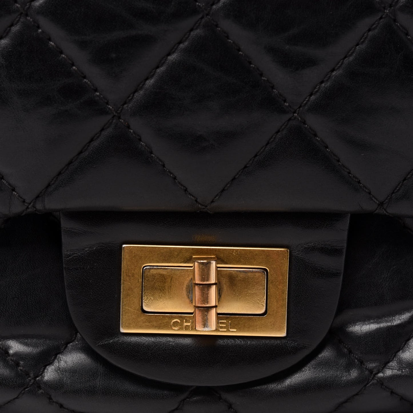 Aged Calfskin Quilted 2.55 Reissue 227 Flap Black