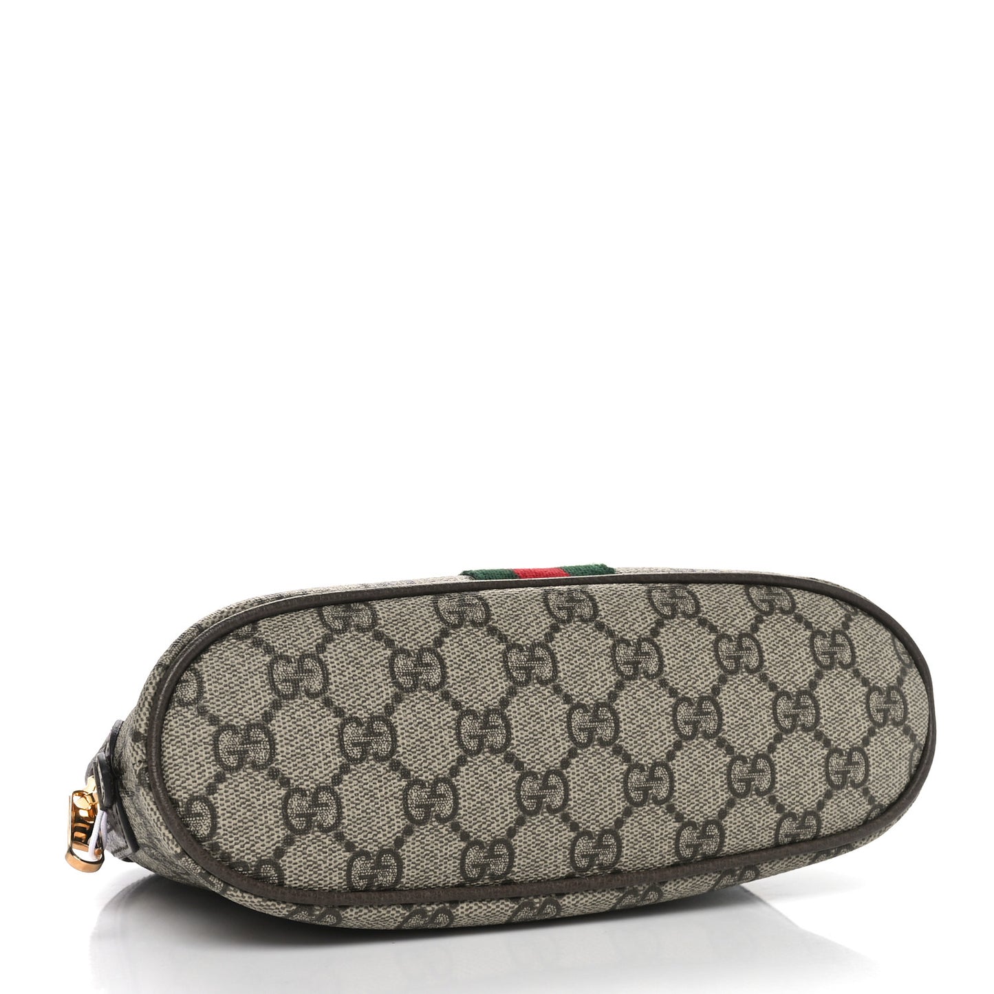 GG Supreme Monogram Textured Calfskin Web Large Ophidia Cosmetic Case Beige Ebony New Acero
