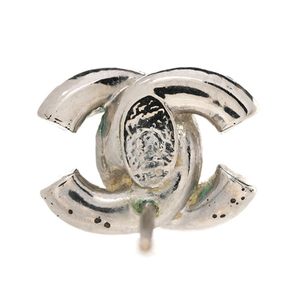 Chanel Metal Crystal Glitter Enamel CC Earrings Silver 6 of 10