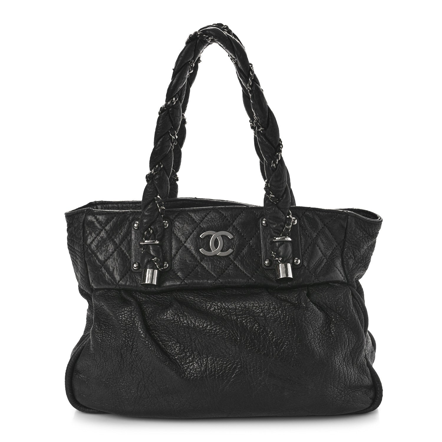 Chanel Distressed Lambskin Vintage Ligne Lady Braid Tote Black 1 of 10