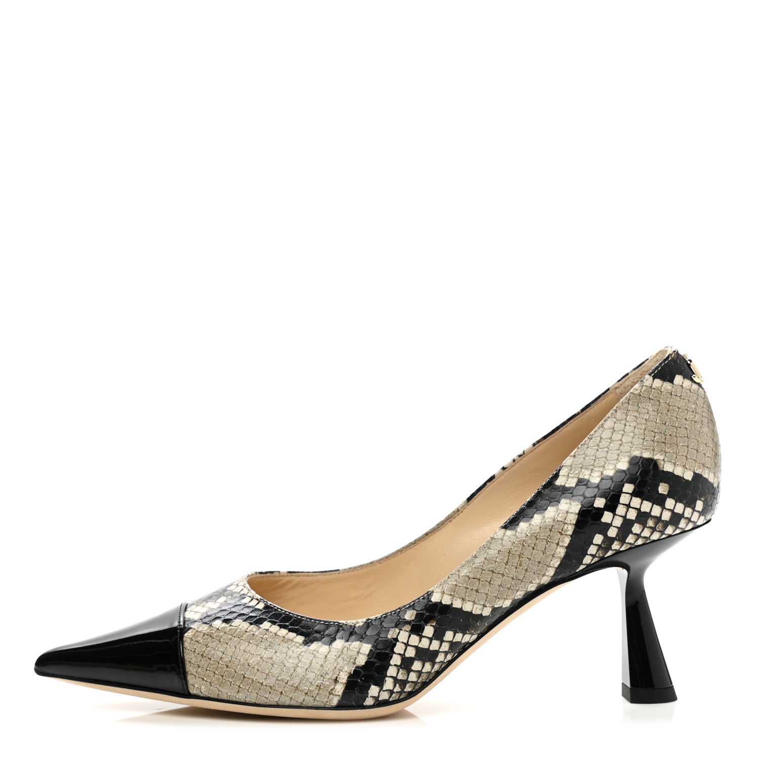 Jimmy Choo Calfskin Snake Print Rene 65 Pumps 37.5 Natural 1 of 7