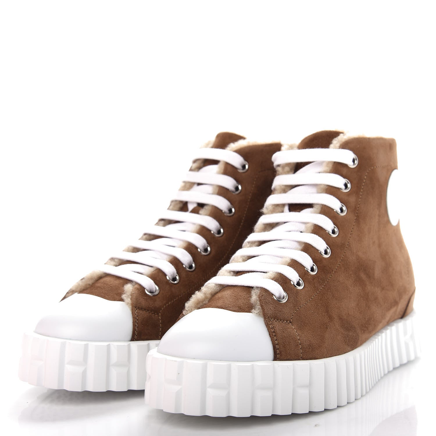Hermes Woolskin Calfskin Womens Climb Sneakers 36 Brun Fume 3 of 10