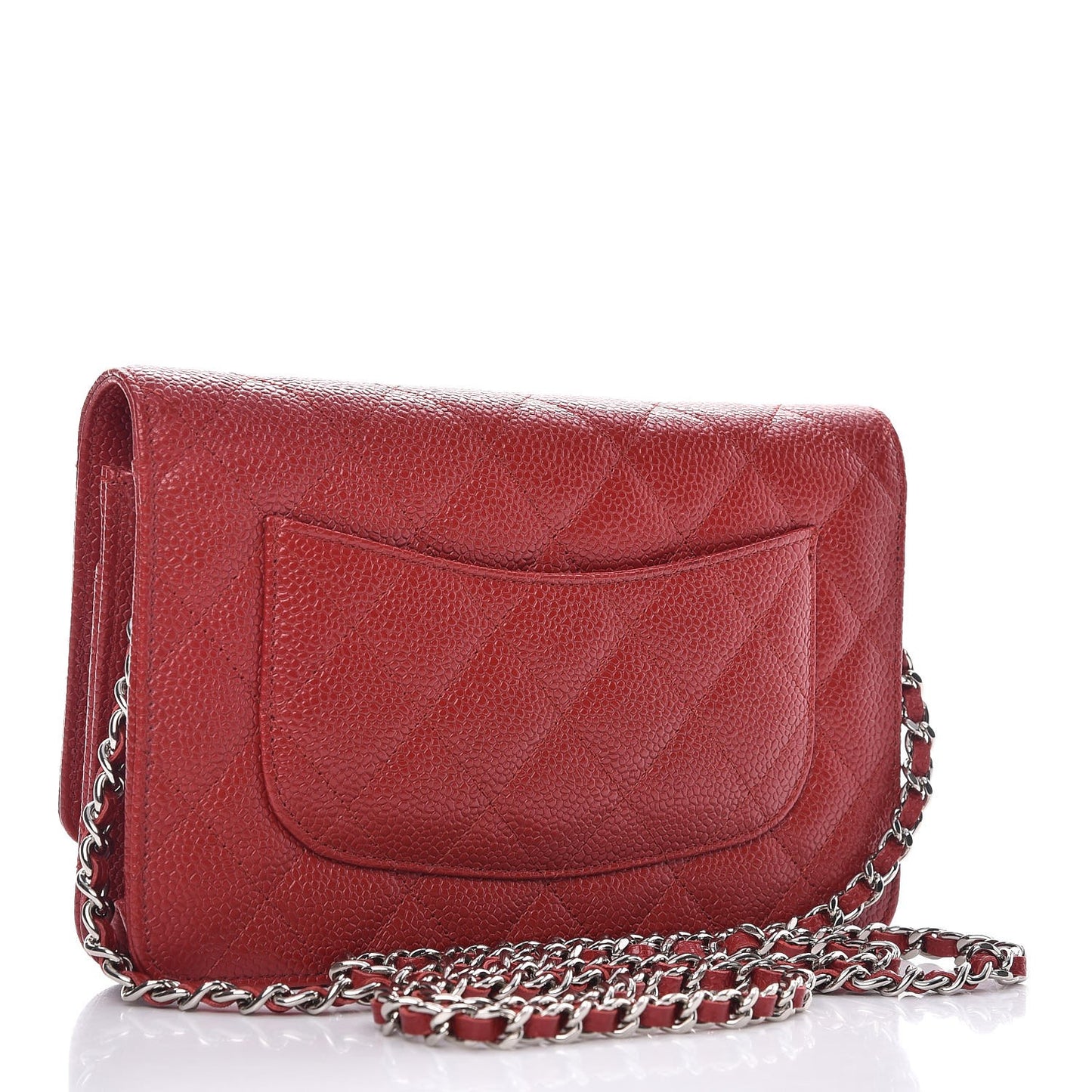 Caviar Quilted Wallet on Chain WOC Red