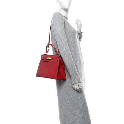 Hermes Courchevel Kelly Sellier 28 Rouge Vif 2 of 12