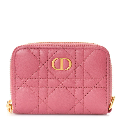 Christian Dior Grained Calfskin Supple Cannage Caro Compact Zipped Wallet Pink Yarrow 1 of 8