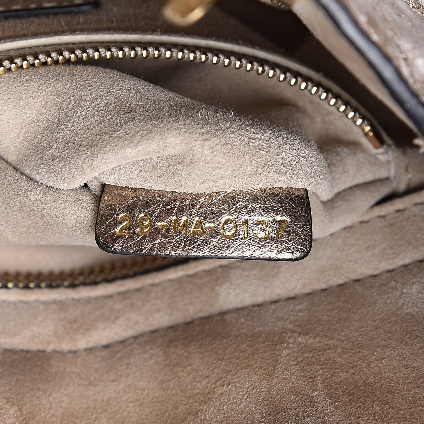 Metallic Grained Calfskin Cannage Small Supple Lady Dior Pale Gold