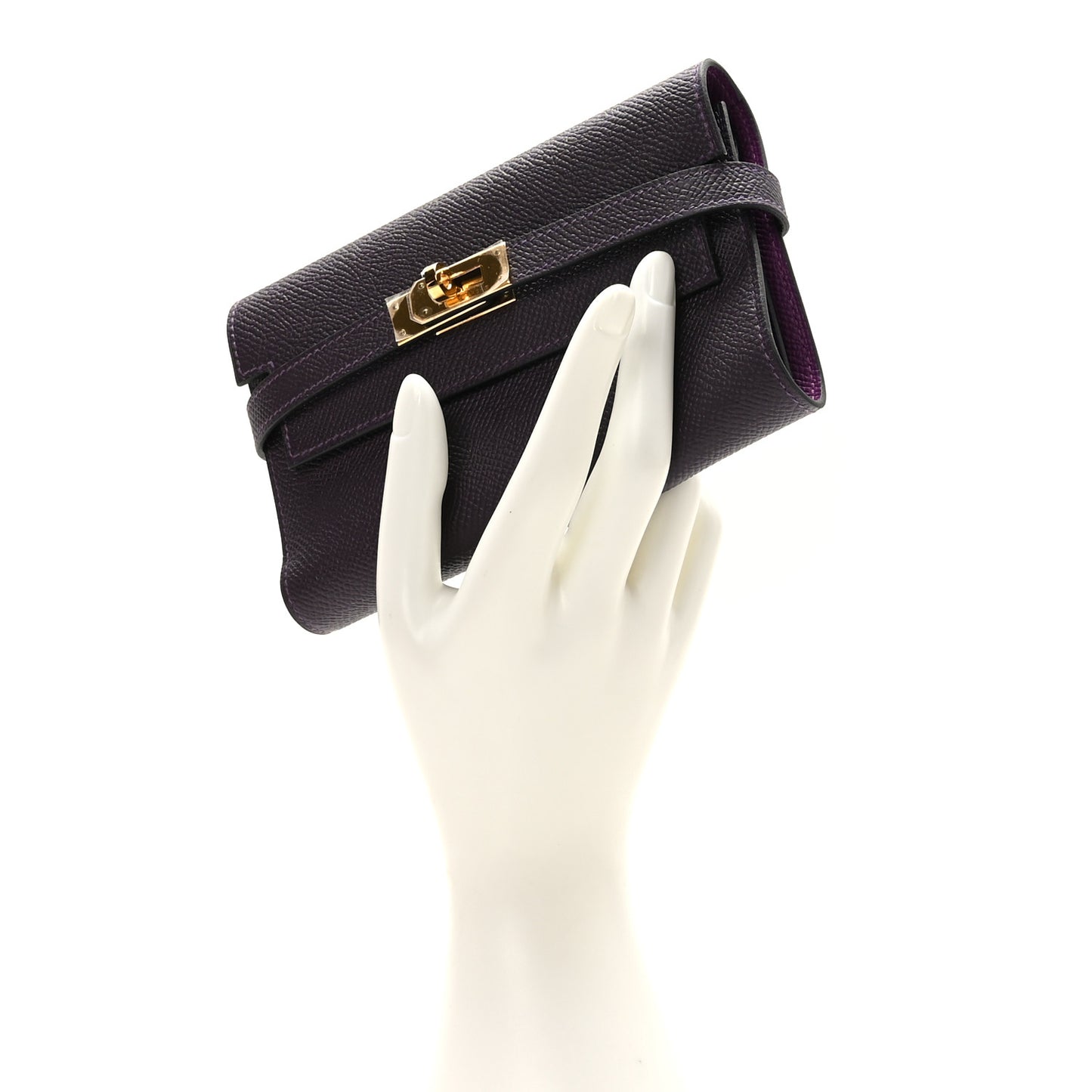 Epsom Verso Medium Kelly Wallet Raisin Anemone