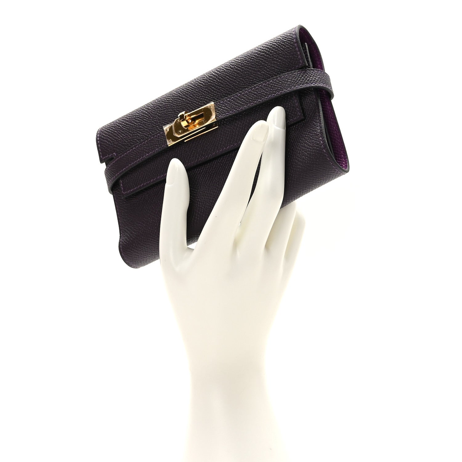 Hermes Epsom Verso Medium Kelly Wallet Raisin Anemone 2 of 8