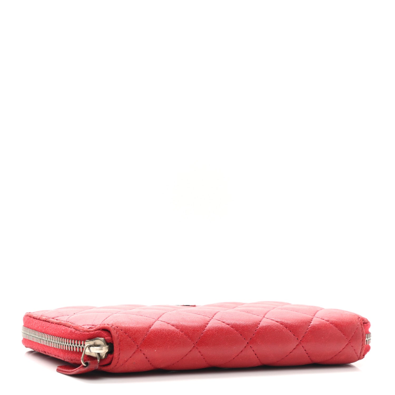 Chanel Lambskin Quilted Large Gusset Zip Around Wallet Red 4 of 11