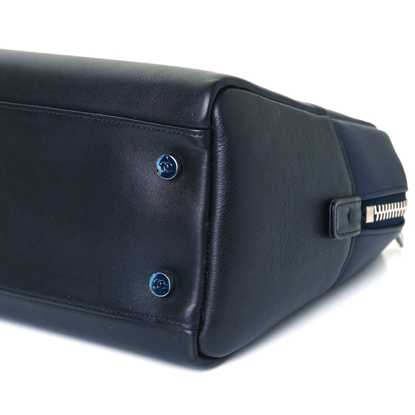 Calfskin Timeless Duo Bowling Bag Dark Navy Black