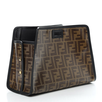 Fendi Glazed Fabric Vitello Century FF 1974 Stamp Patch Mini Peekaboo Defender Cover Mogano Panna Black 3 of 8