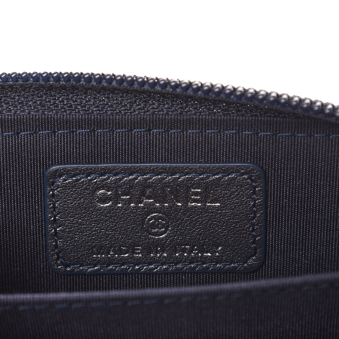 Metallic Caviar Quilted Boy Zip Around Coin Purse Wallet Navy