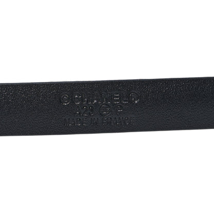 Chanel Lambskin Crystal Logo Belt 80 32 Black 5 of 7