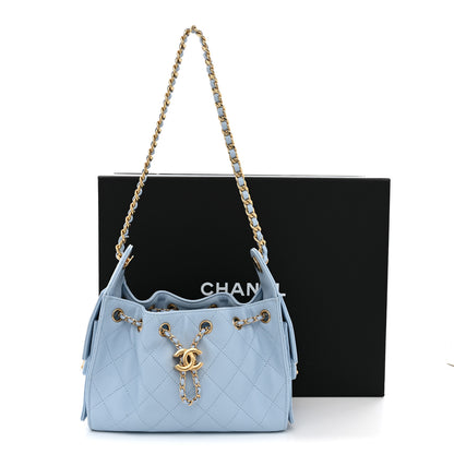 Chanel Caviar Quilted Mini Chanel 25 Handbag Light Blue 11 of 11