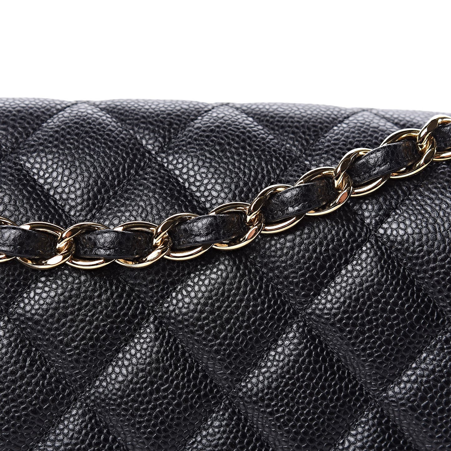 Caviar Quilted Jumbo Double Flap Black