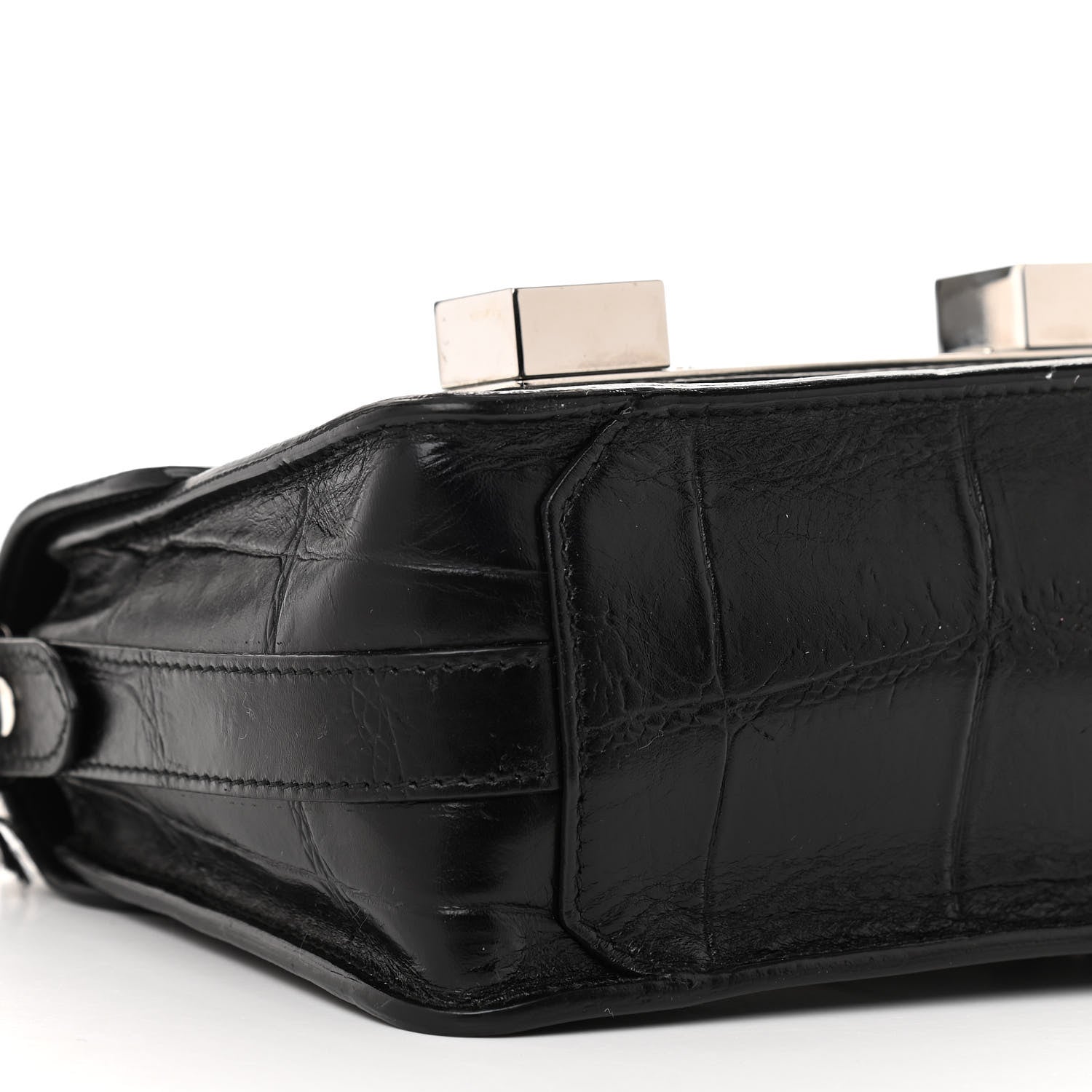 Proenza Schouler Calfskin Crocodile Embossed PS11 Tiny Shoulder Bag Black 10 of 12