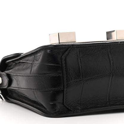 Proenza Schouler Calfskin Crocodile Embossed PS11 Tiny Shoulder Bag Black 10 of 12