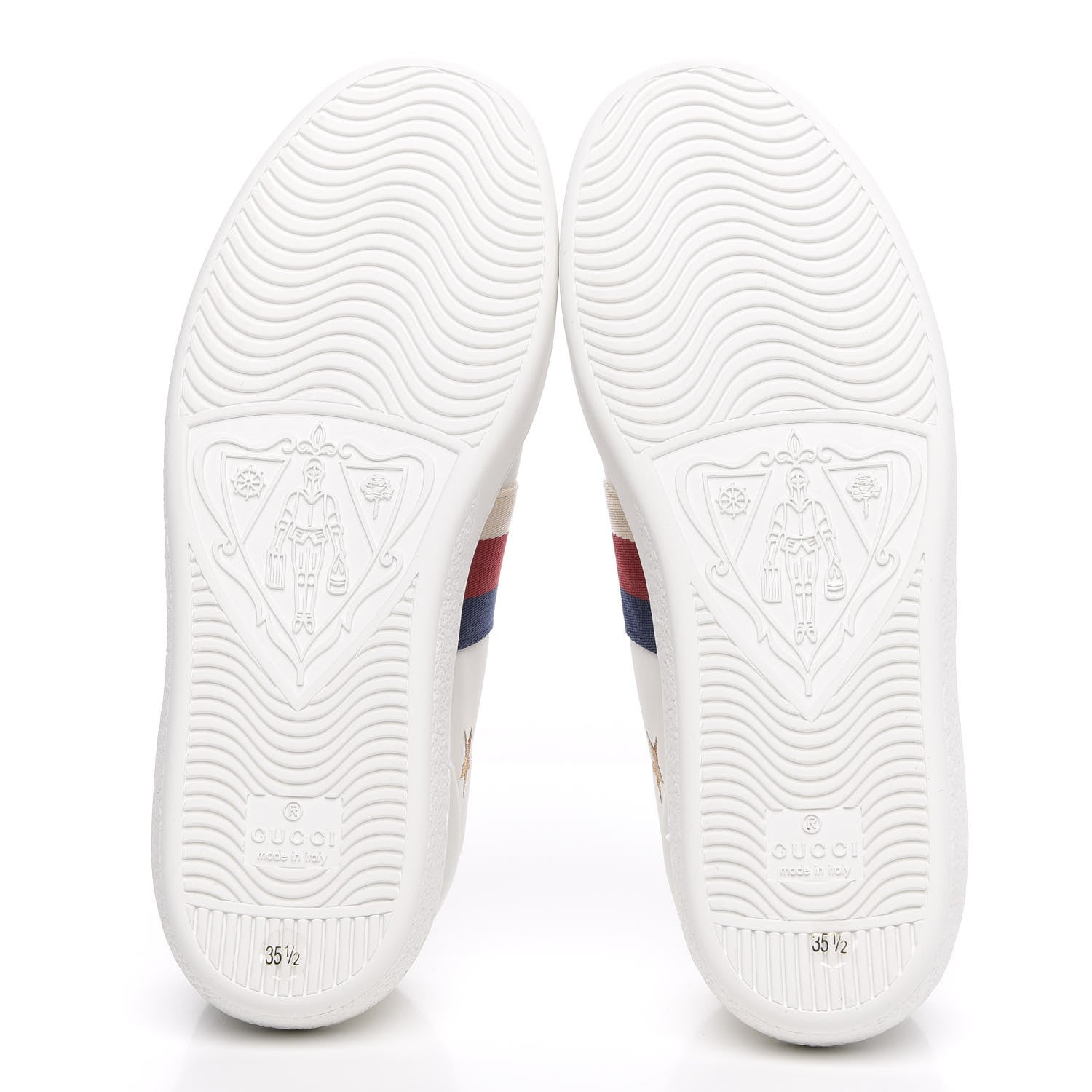 Gucci Calfskin Bee Star Embroidered Sylvie Web Ace Sneakers 35.5 White 5 of 9