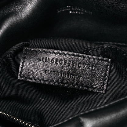 Saint Laurent Lambskin Quilted Toy Loulou Puffer Monogram Chain Satchel Black 7 of 9