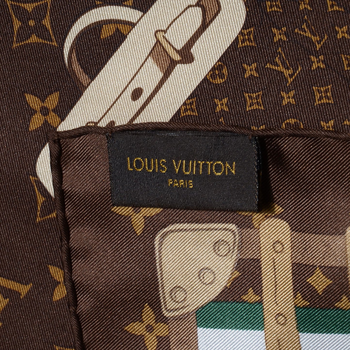 Silk Monogram Trunks Square Scarf Brown