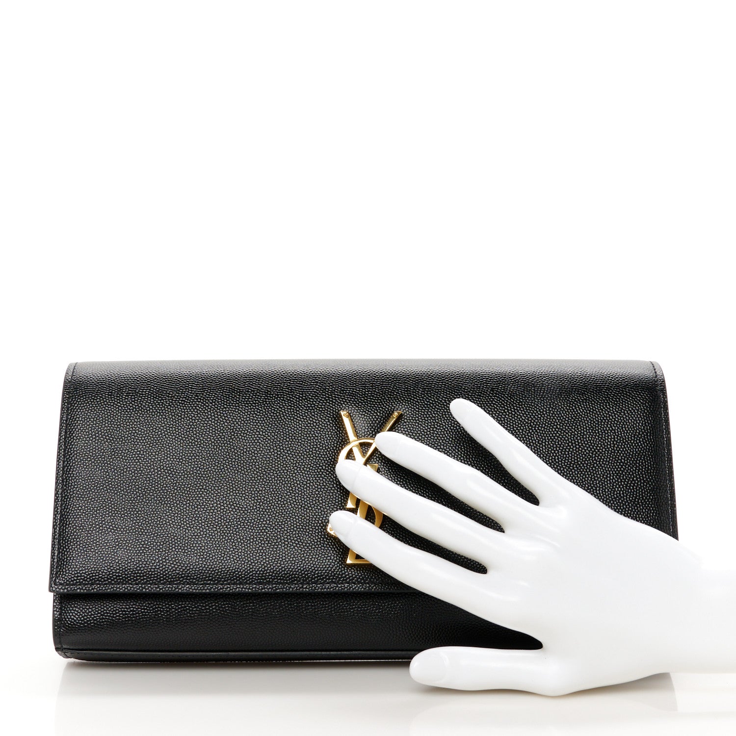 Saint Laurent Grain De Poudre Monogram Cassandre Clutch Black 2 of 11