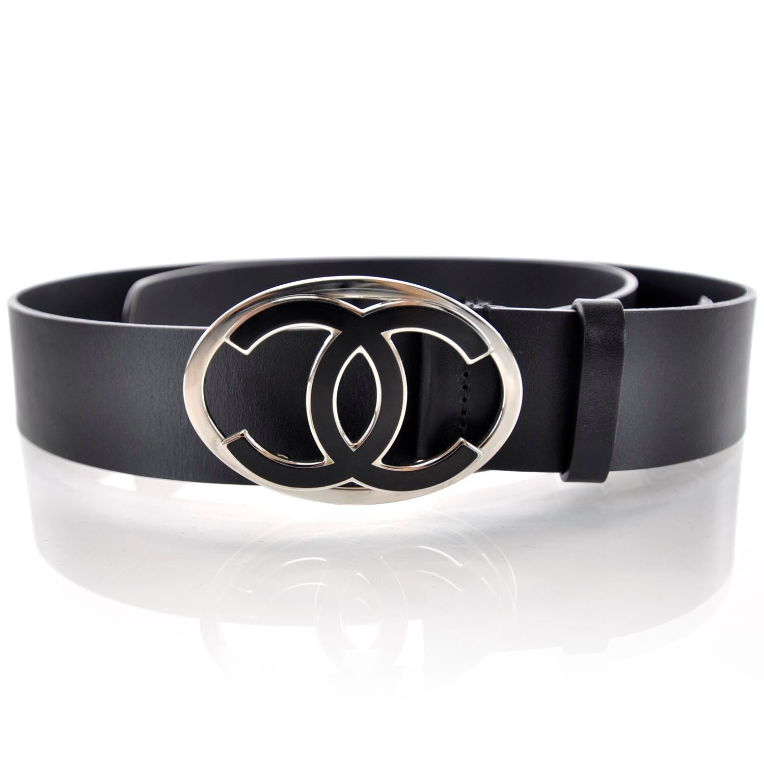 Chanel Leather CC Logo Belt 105 42 Black 1 of 7
