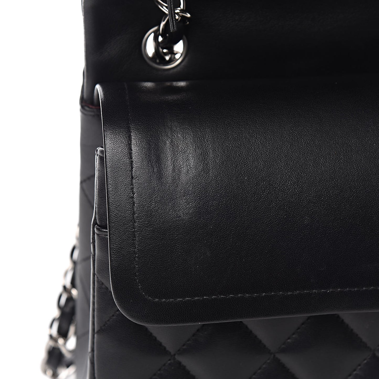 Lambskin Quilted Jumbo Double Flap Black