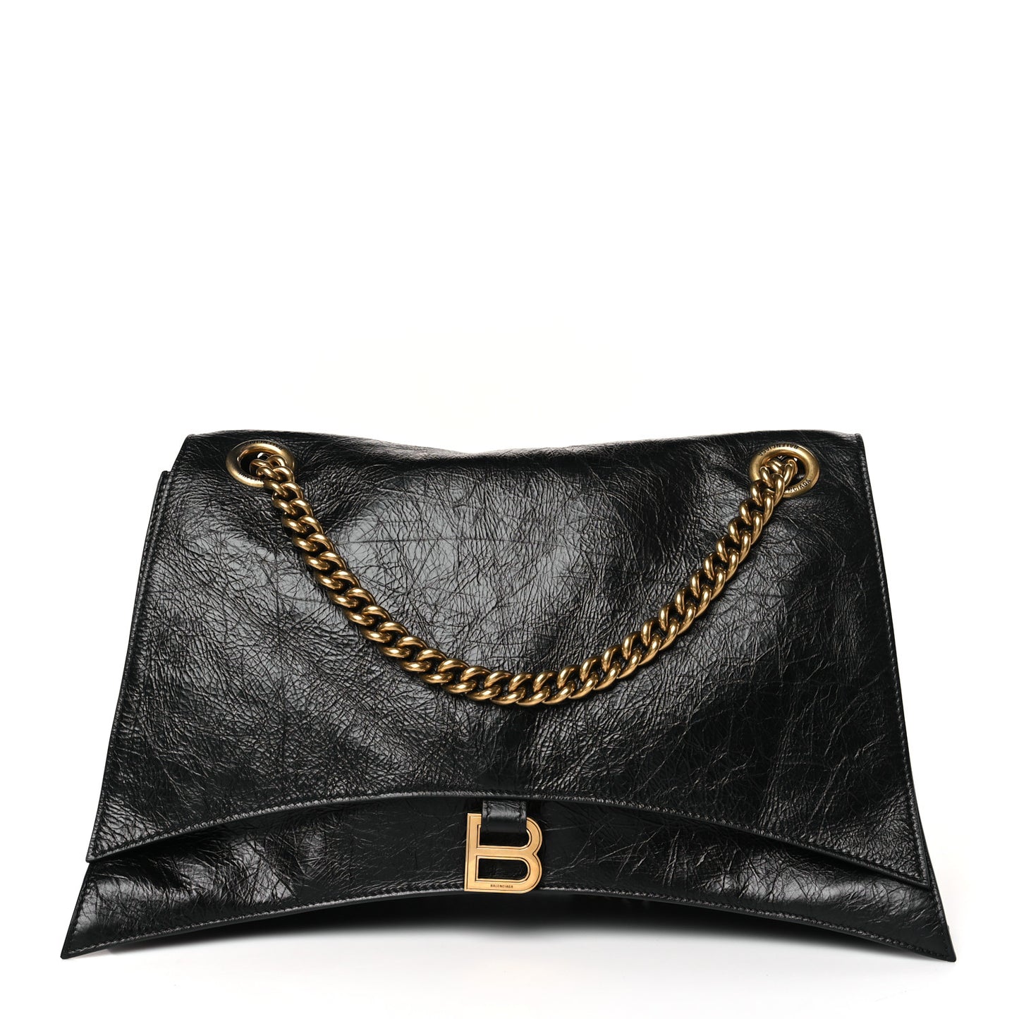 Crushed Calfskin Large Crush Chain Bag Black