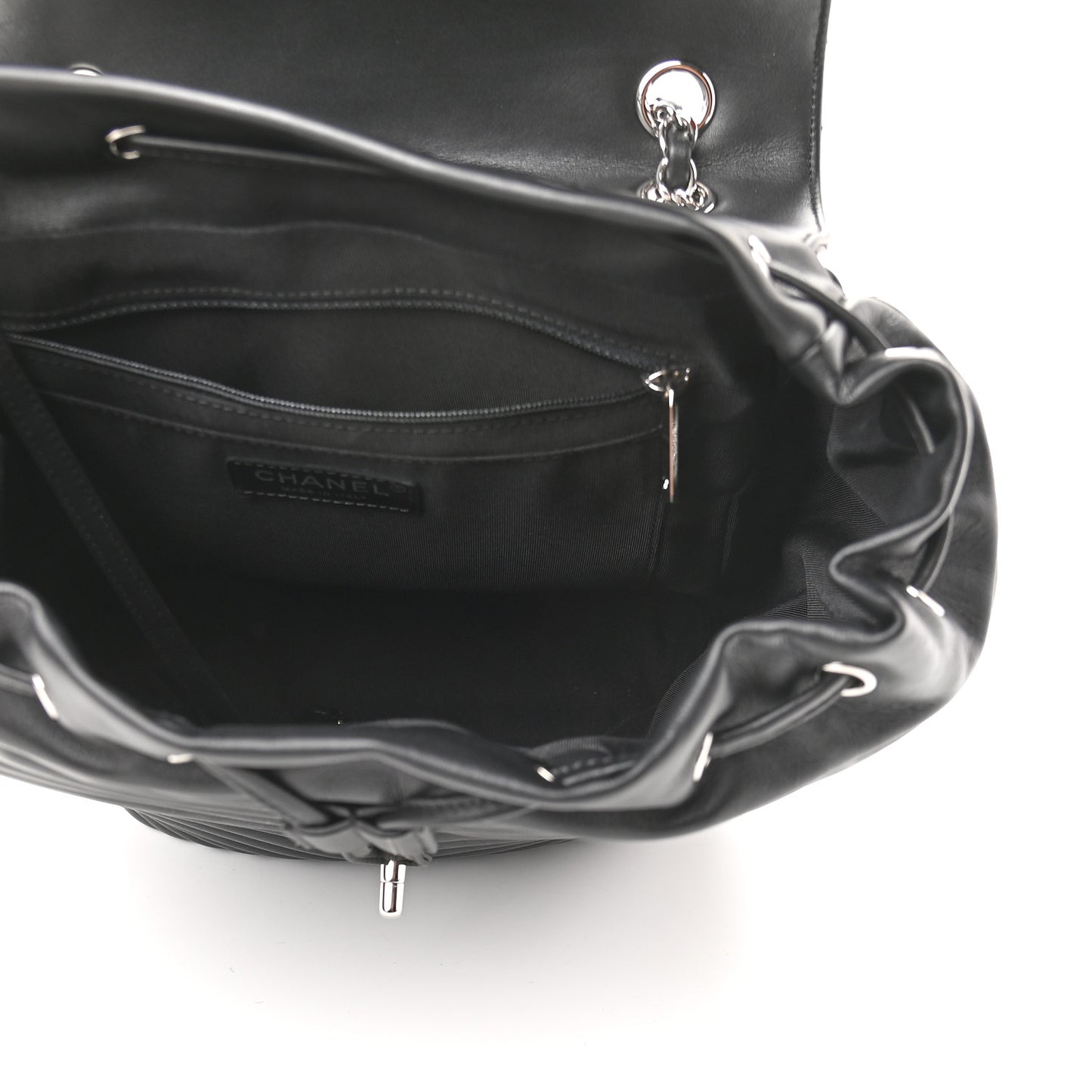 Calfskin Chevron Quilted Large Urban Spirit Backpack Black