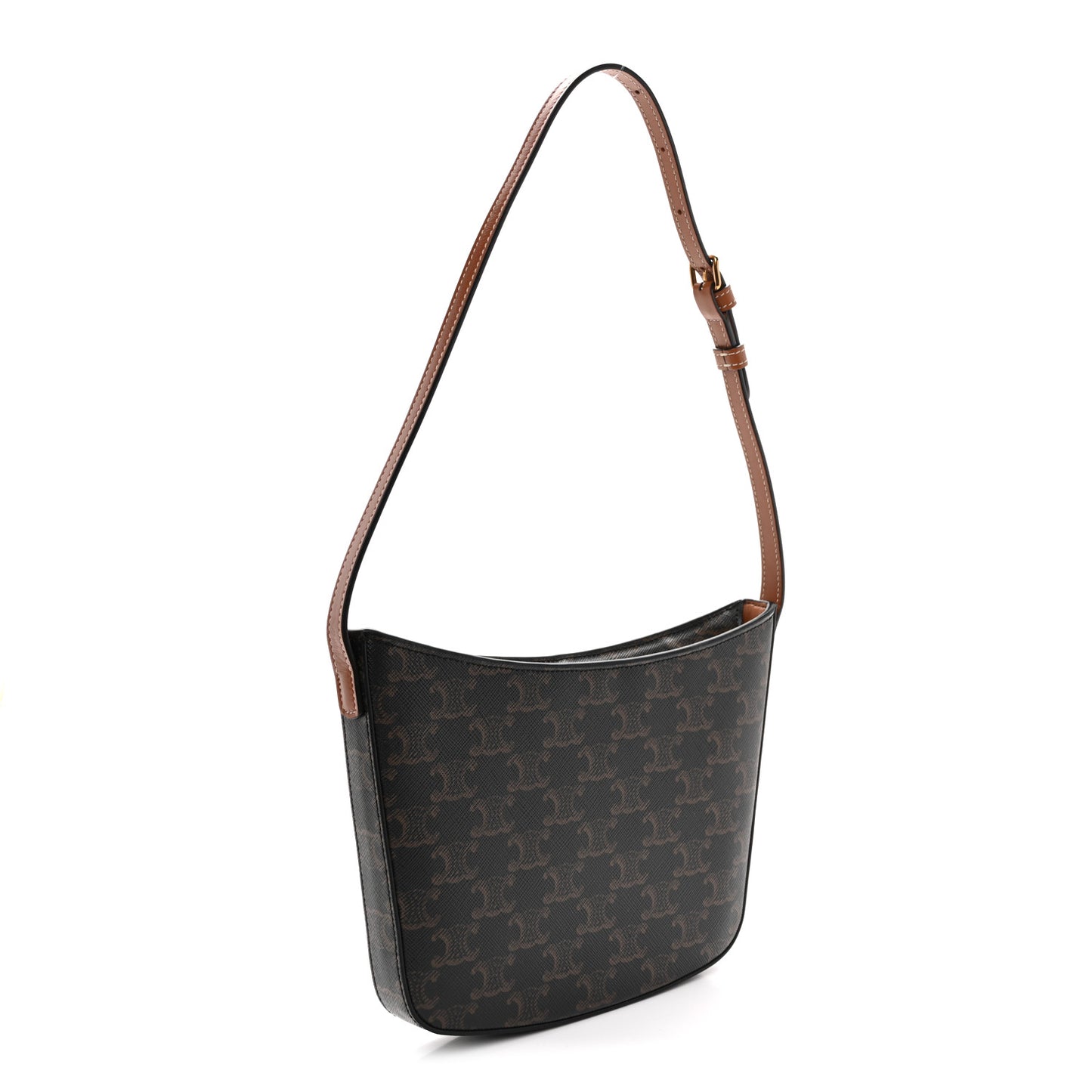 Triomphe Canvas Calfskin Medium Croque Bag Tan