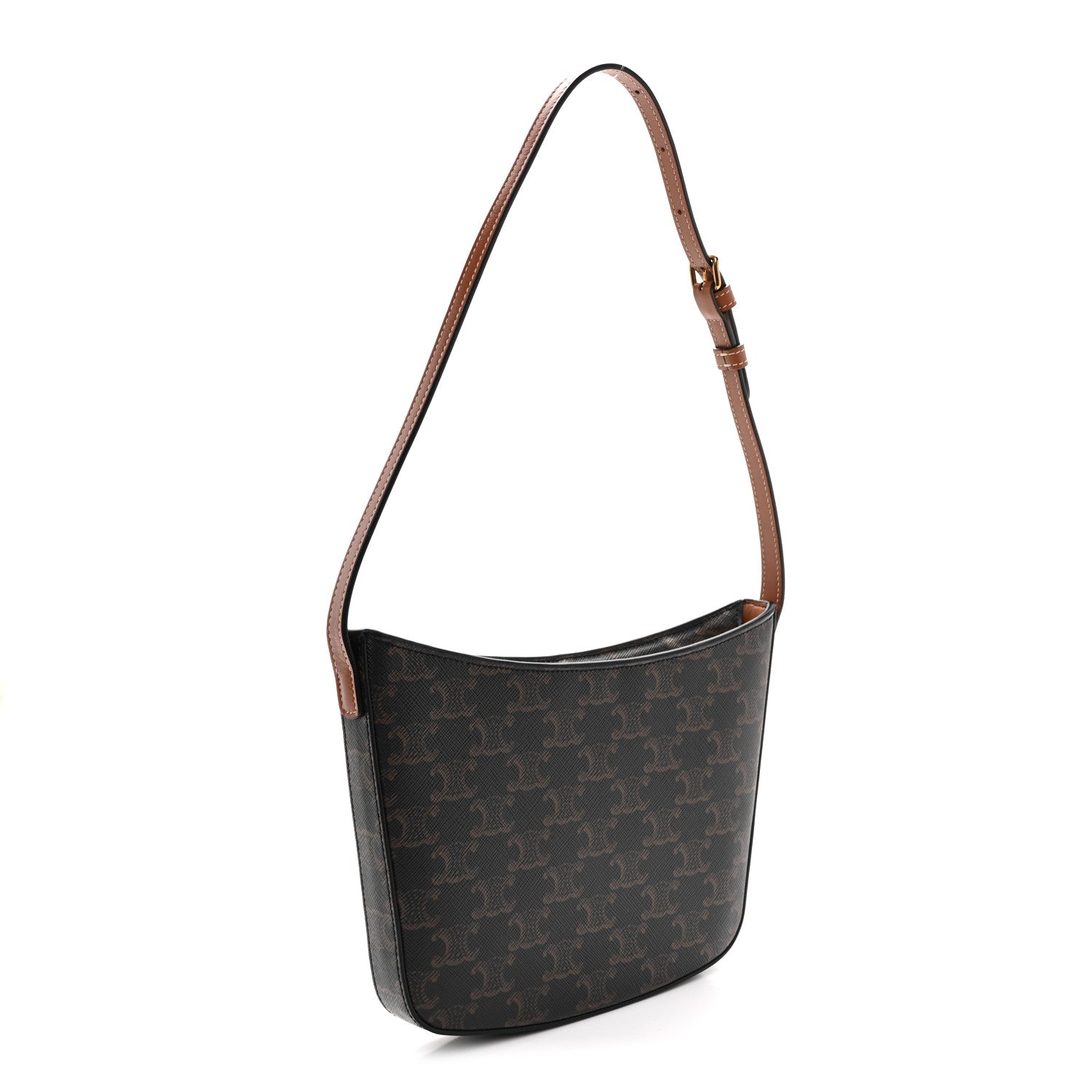 Celine Triomphe Canvas Calfskin Medium Croque Bag Tan 3 of 10