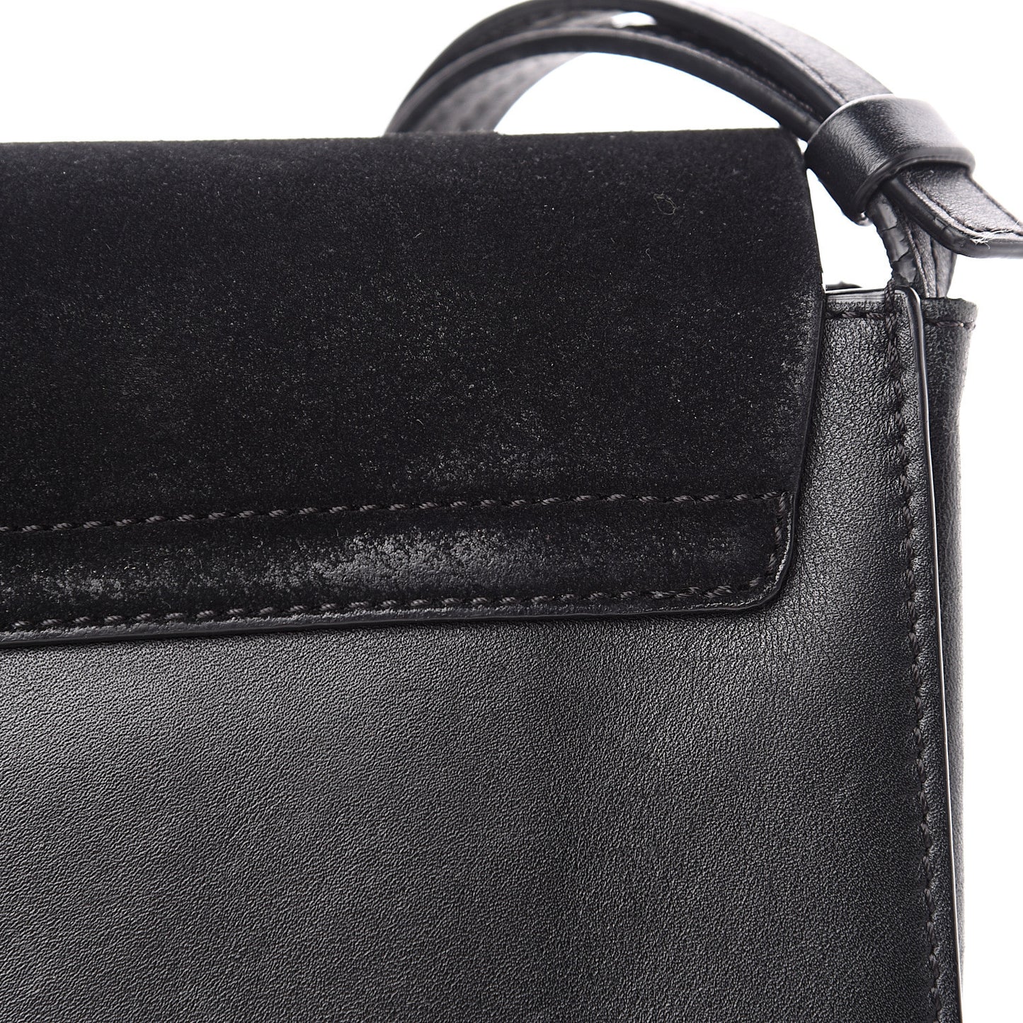 Suede Calfskin Small Faye Shoulder Bag Black