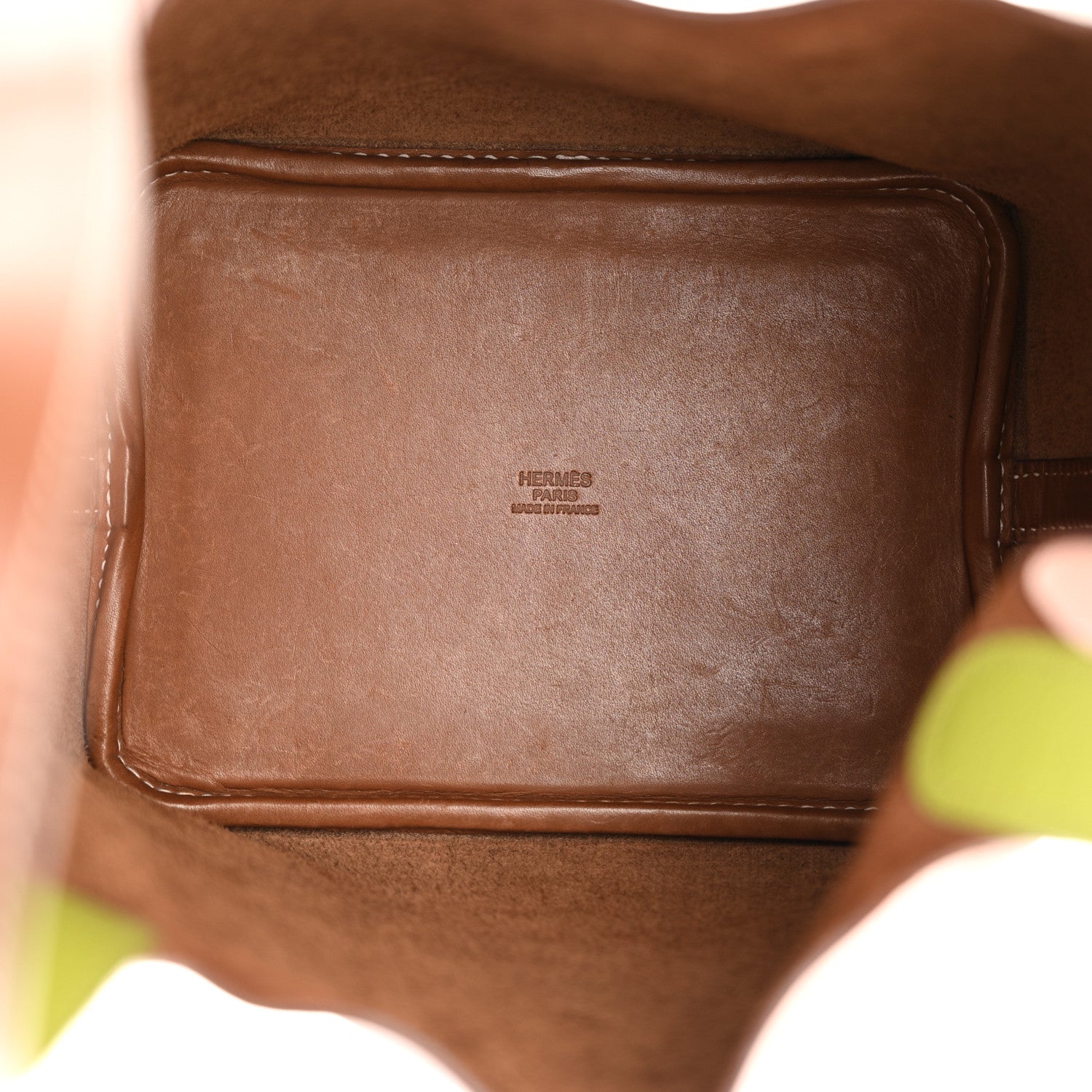 Hermes Natural Barenia Chevre Picotin 18 PM Fauve Vert Anis 5 of 11