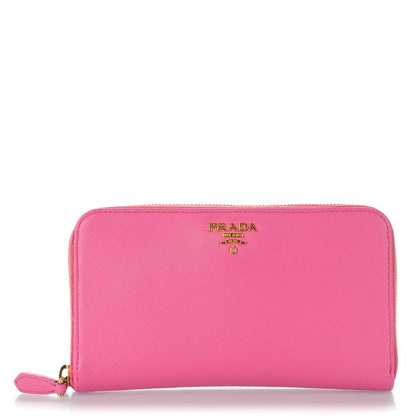 Prada Saffiano Metal Zip Around Wallet Geranio 1 of 9