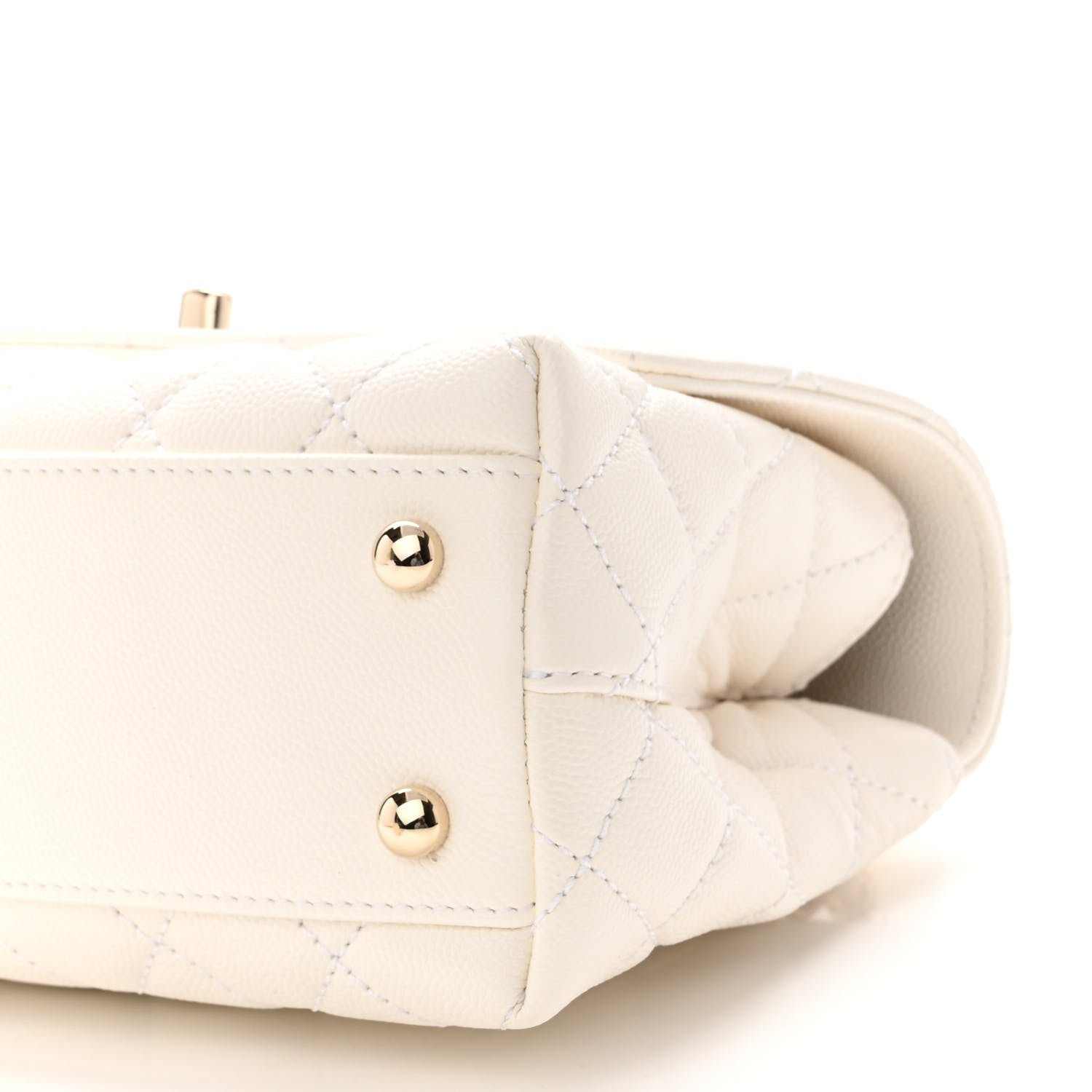 Chanel Caviar Quilted Mini Coco Handle Flap White 9 of 10