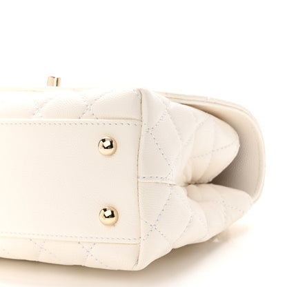 Chanel Caviar Quilted Mini Coco Handle Flap White 9 of 10