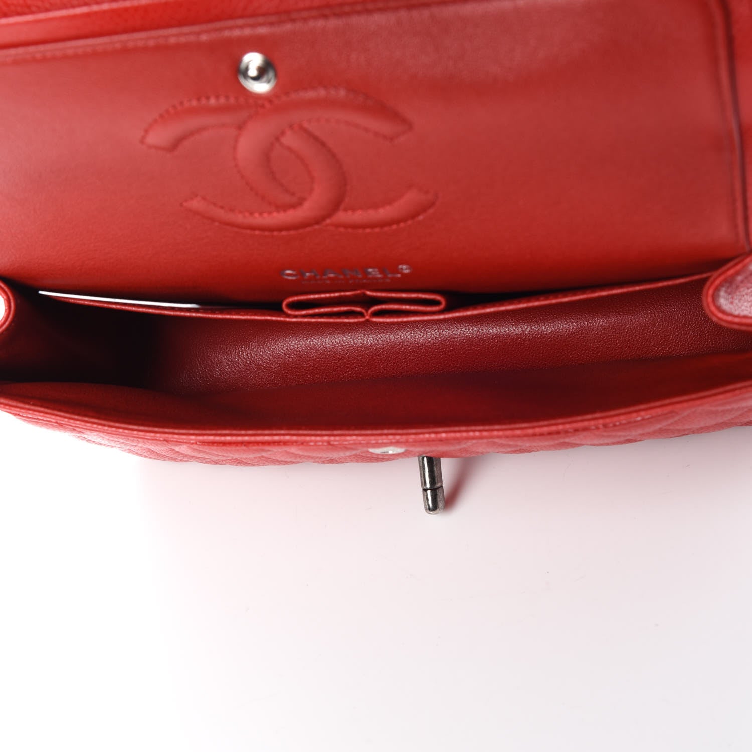 Chanel Caviar Quilted Medium Double Flap Dark Red 5 of 9