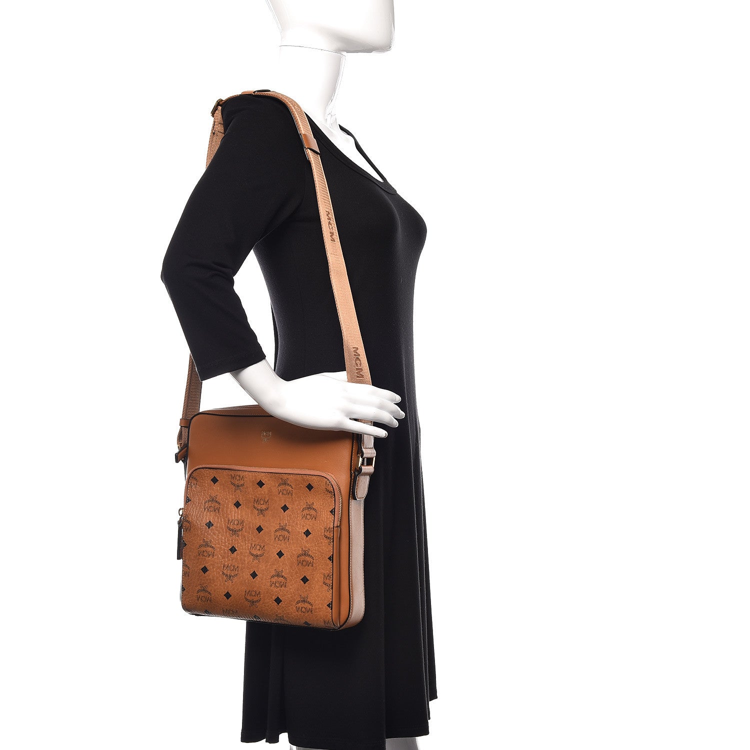 MCM Calfskin Visetos Ottomar Messenger Cognac 2 of 11