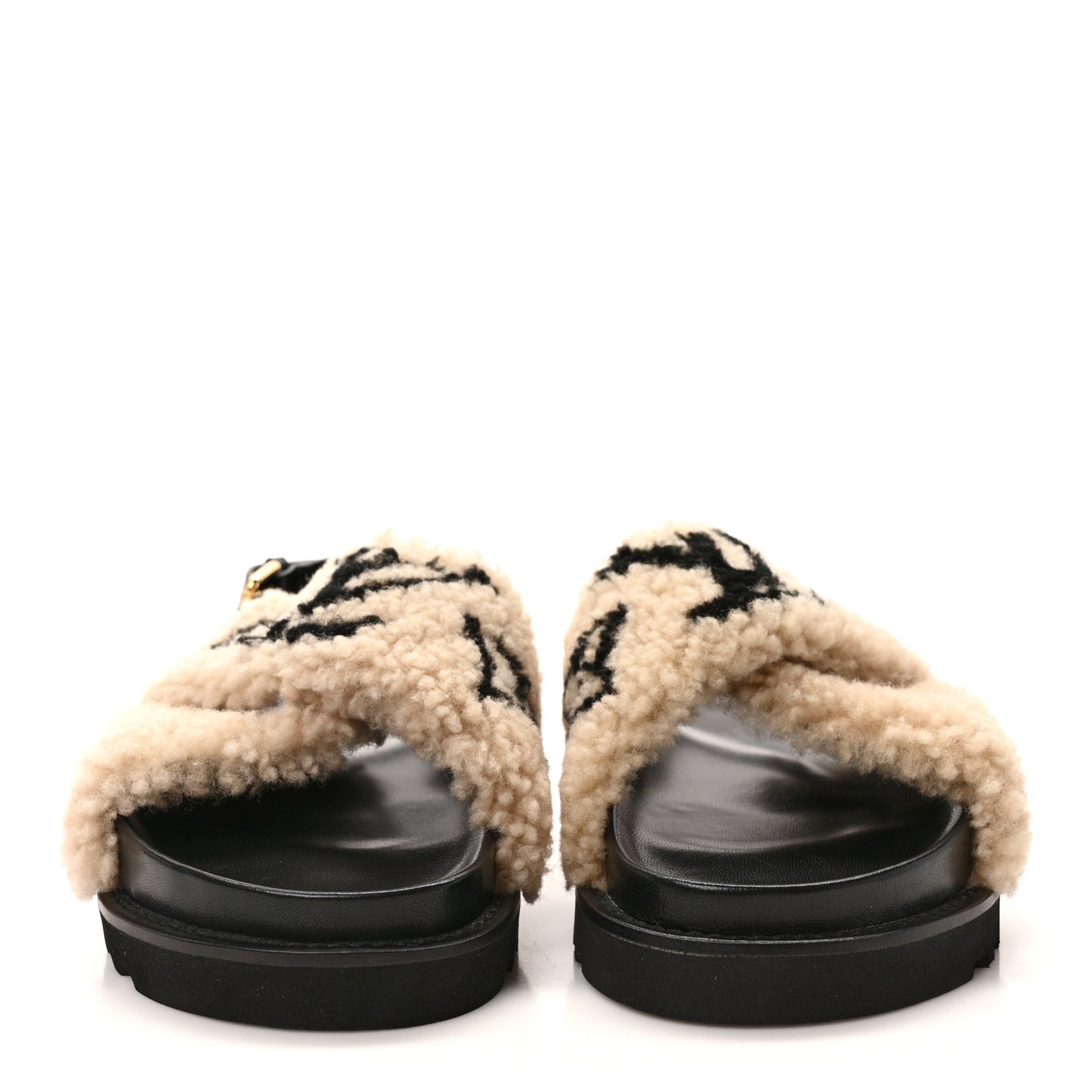Shearling Calfskin Paseo Flat Comfort Sandal 39 Beige