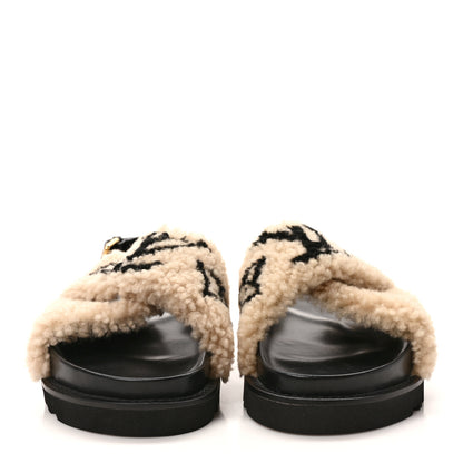 Louis Vuitton Shearling Calfskin Paseo Flat Comfort Sandal 39 Beige 2 of 7