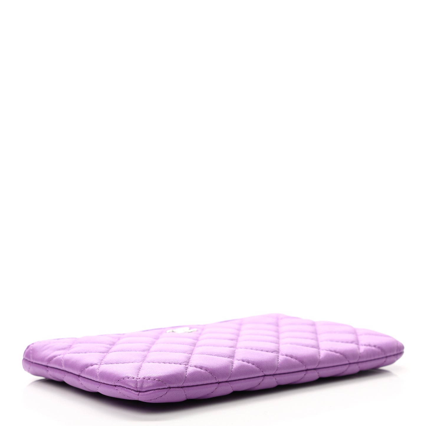Lambskin Quilted Zipped Pouch Purple